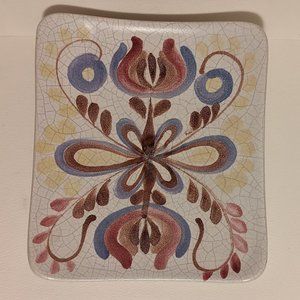 Vintage Folk Art Motif Handpainted Arabia Decorative Wall Plate Made in Finland